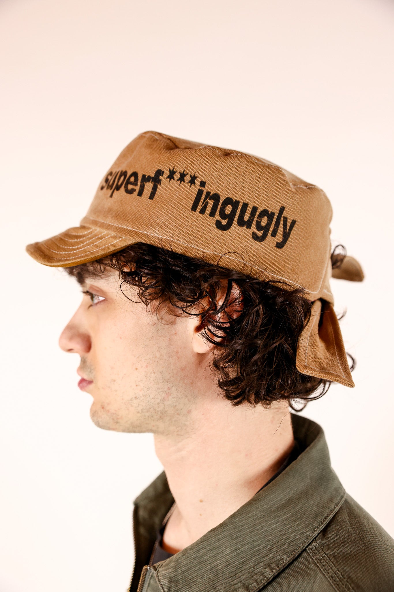 TAN CADET BLACK PRINT + RED LINING