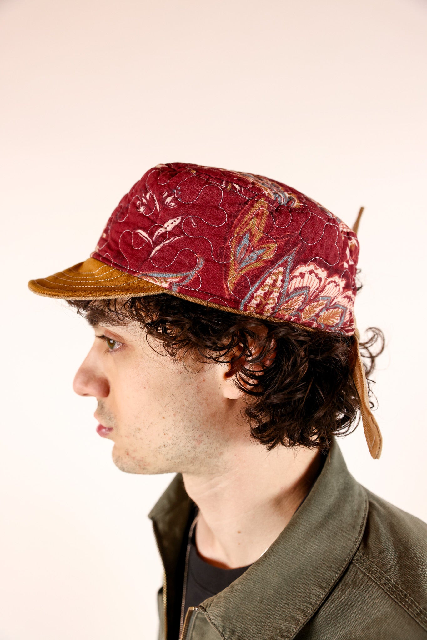 TAN CADET BLACK PRINT + RED LINING