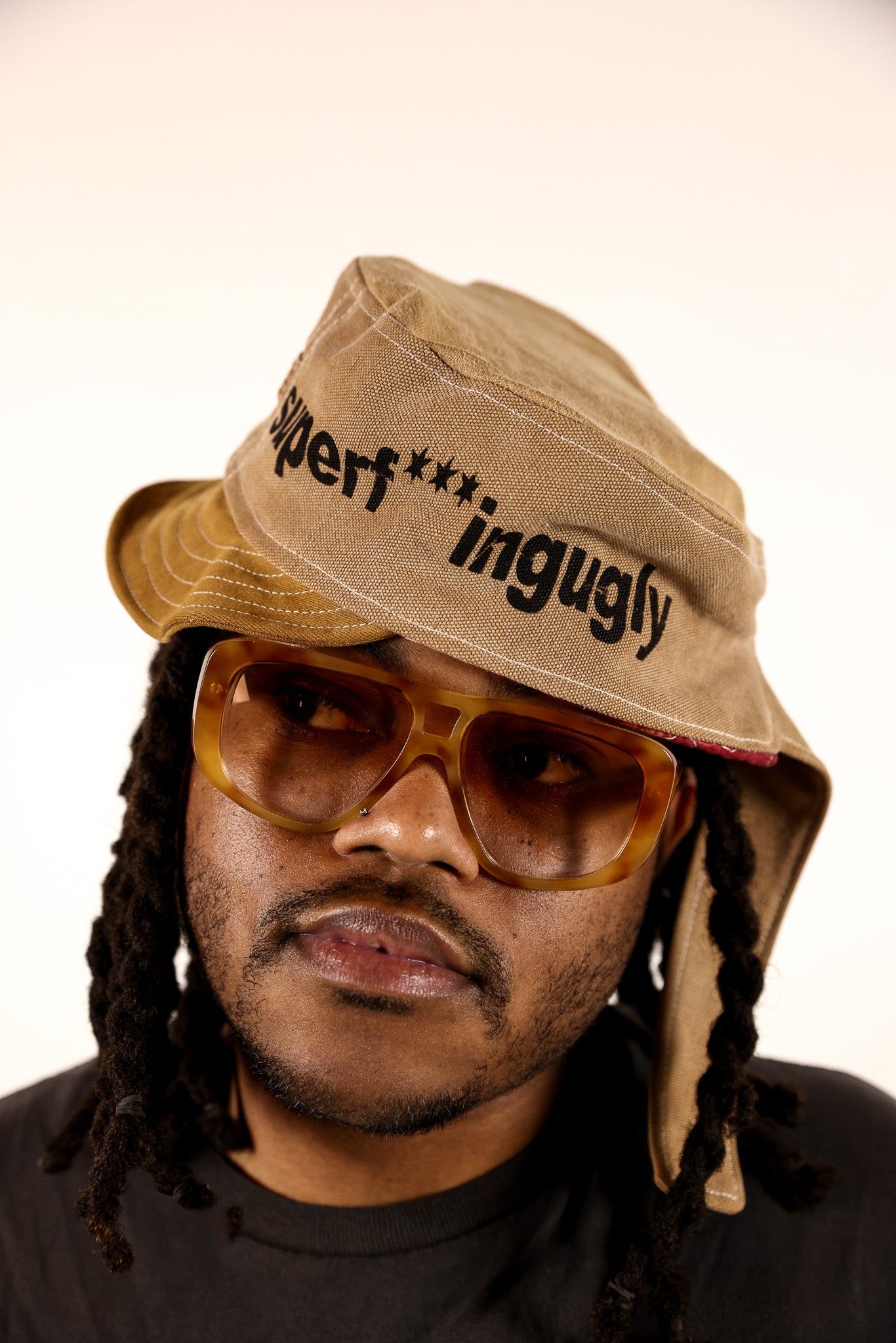 TAN CADET BLACK PRINT + RED LINING