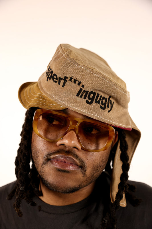 TAN CADET BLACK PRINT + RED LINING