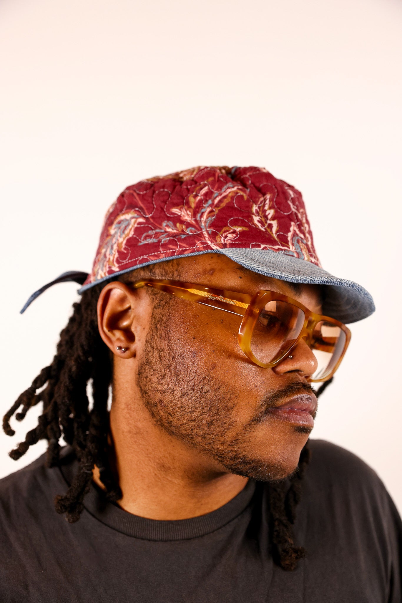 DENIM CADET BLACK PRINT + RED LINING