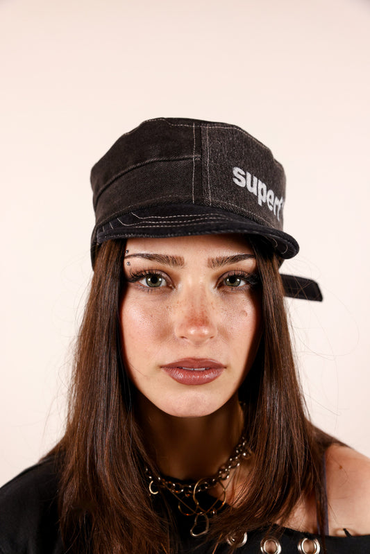 BLACK CADET WHITE PRINT + WHITE LINING