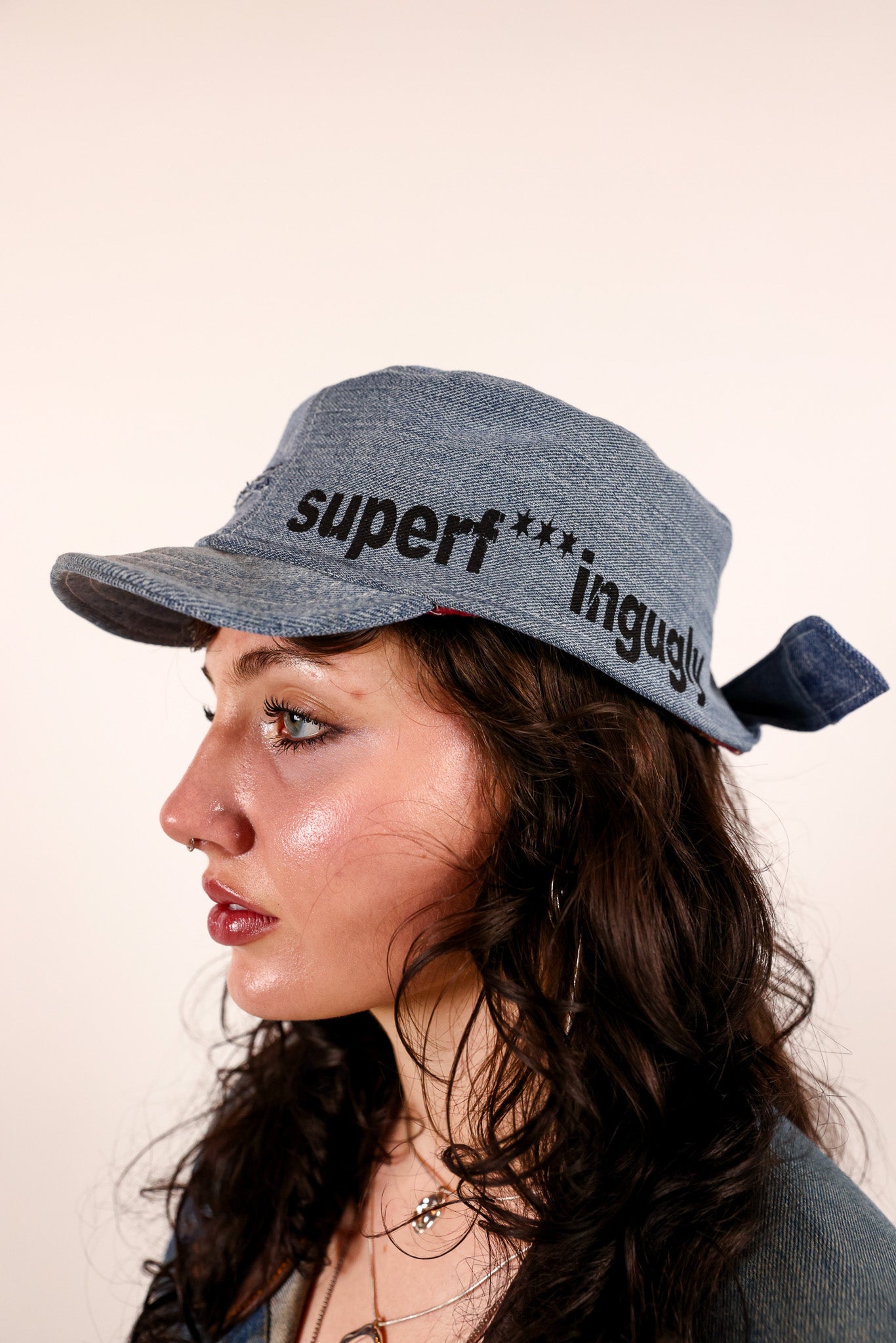 DENIM CADET BLACK PRINT + RED LINING