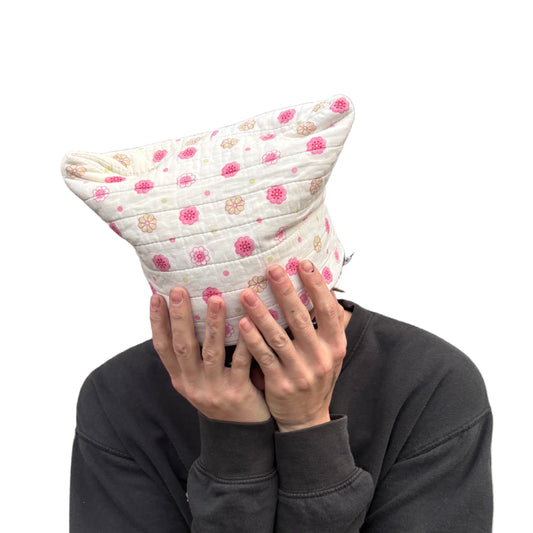 PINK AND WHITE CAT EAR BEANIE